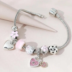 Luxury Heart Flower Charm Bracelet