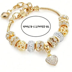 Luxury Heart Flower Charm Bracelet