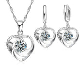 925 Sterling Silver Heart Jewelry Set – Romantic Long Chain Necklace & Earrings for Women