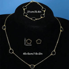 Luxury Clover Flower Jewelry Set – Necklace, Earrings & Bracelet for Women