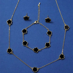 Luxury Clover Flower Jewelry Set – Necklace, Earrings & Bracelet for Women