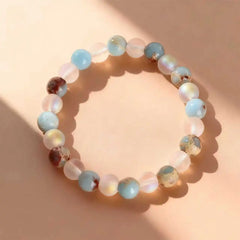Quartz & Ocean Stone Beaded Bracelet – Unisex Natural Crystal Jewelry