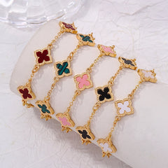 Luxury Rhinestone Clover Bracelet – Vintage Flower Wrist Jewelry for Women