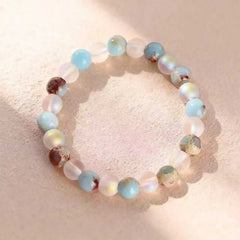 Quartz & Ocean Stone Beaded Bracelet – Unisex Natural Crystal Jewelry