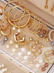Luxury Pearl 4-in-1 Jewelry Set – Multi-Layer Necklace, Earrings & Rings for Women (No Box)