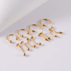 12-Piece Surgical Steel Piercing Set – Multi-Color Ear, Nose & Body Jewelry