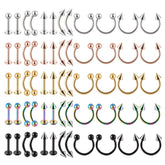 12-Piece Surgical Steel Piercing Set – Multi-Color Ear, Nose & Body Jewelry