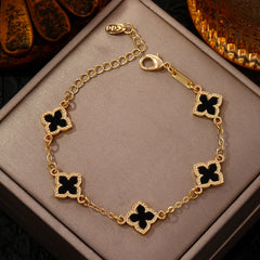 Luxury Rhinestone Clover Bracelet – Vintage Flower Wrist Jewelry for Women