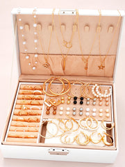 Luxury Pearl 4-in-1 Jewelry Set – Multi-Layer Necklace, Earrings & Rings for Women (No Box)