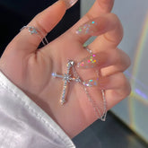 Luxury Crystal Zircon Cross Necklace – Women Punk Style Pendant Jewelry