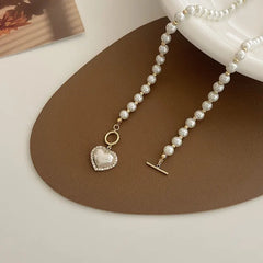 Luxury Pearl Heart Necklace – Elegant Pendant Jewelry for Women