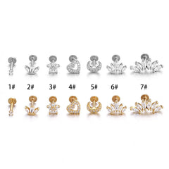 1.2mm Stainless Steel Zircon Heart Flower Piercing Stud – Cartilage & Tragus Jewelry