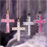 Luxury Crystal Jesus Cross Necklace – Gold Pendant Jewelry for Men & Women