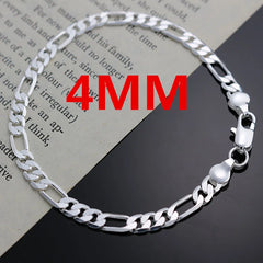 25 Sterling Silver 4mm Chain Jewelry Set – Necklace & Bracelet for Men & Women, Elegant Gift