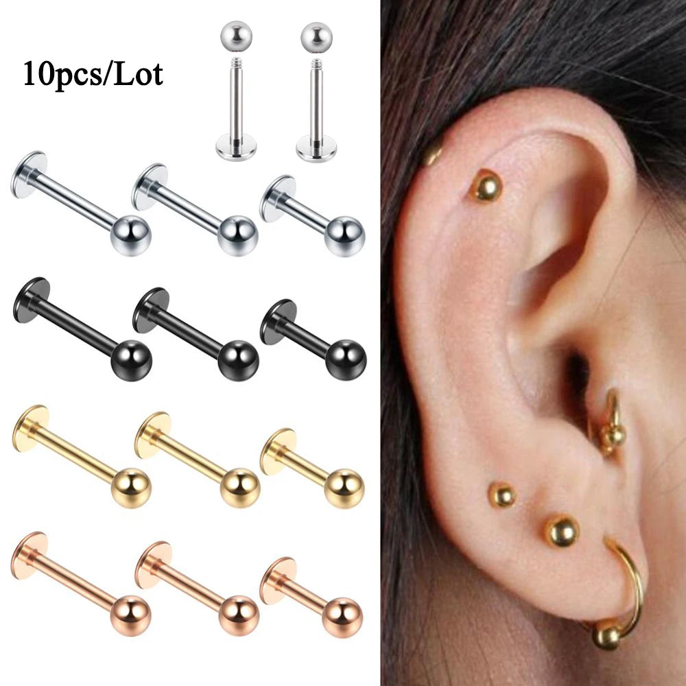 12-Piece Surgical Steel Piercing Set – Multi-Color Ear, Nose & Body Jewelry