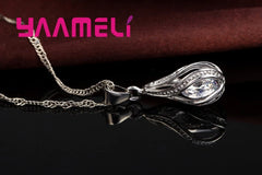 925 Silver Teardrop CZ Jewelry Set – Elegant Necklace & Hoop Earrings for Women