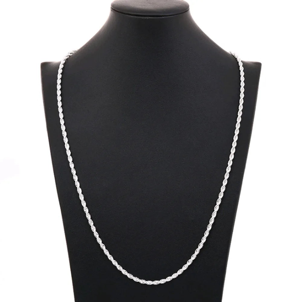 Luxury 4mm Twisted Rope Jewelry Set – Necklace & Bracelet 2-Piece Unisex