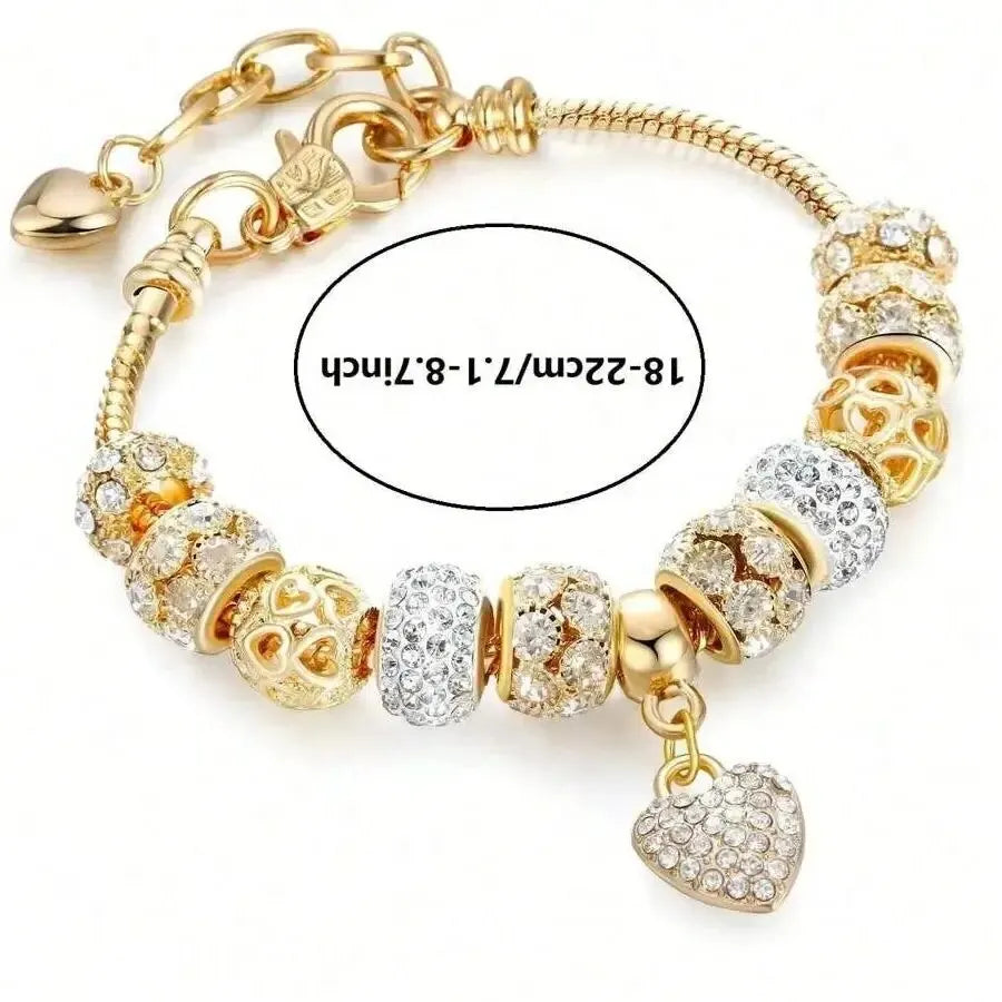 Luxury Heart Flower Charm Bracelet