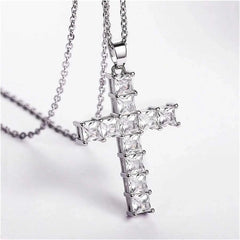 Luxury Crystal Jesus Cross Necklace – Gold Pendant Jewelry for Men & Women