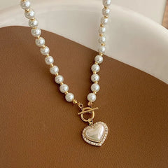 Luxury Pearl Heart Necklace – Elegant Pendant Jewelry for Women