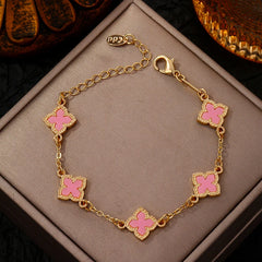 Luxury Rhinestone Clover Bracelet – Vintage Flower Wrist Jewelry for Women