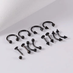 12-Piece Surgical Steel Piercing Set – Multi-Color Ear, Nose & Body Jewelry