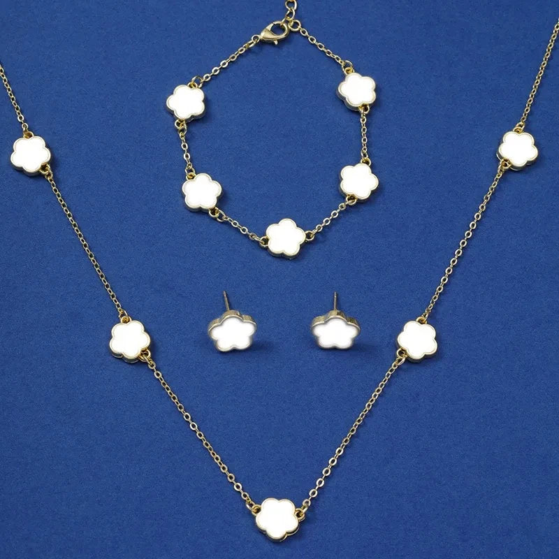 Luxury Clover Flower Jewelry Set – Necklace, Earrings & Bracelet for Women