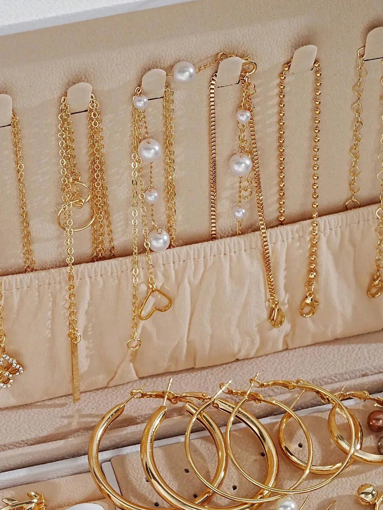 Luxury Pearl 4-in-1 Jewelry Set – Multi-Layer Necklace, Earrings & Rings for Women (No Box)