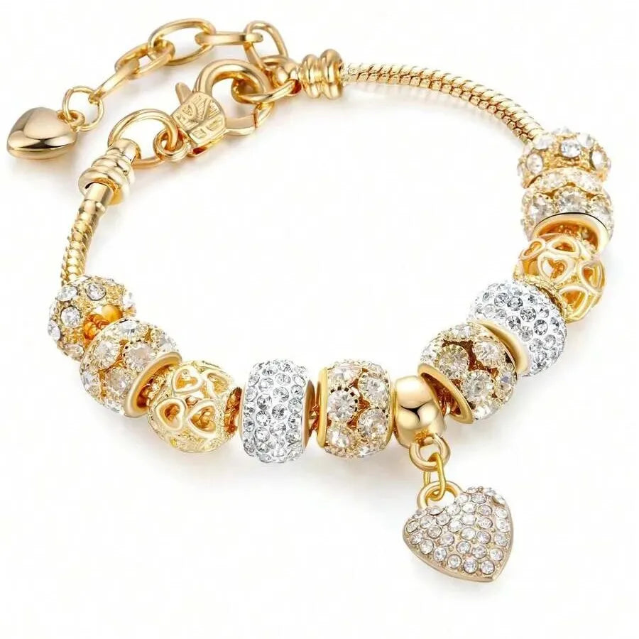 Luxury Heart Flower Charm Bracelet