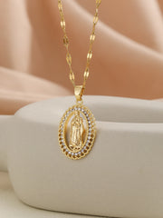 Luxury Zircon Santa Maria Necklace – Colorful Religious Pendant Jewelry