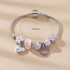 Luxury Heart Flower Charm Bracelet