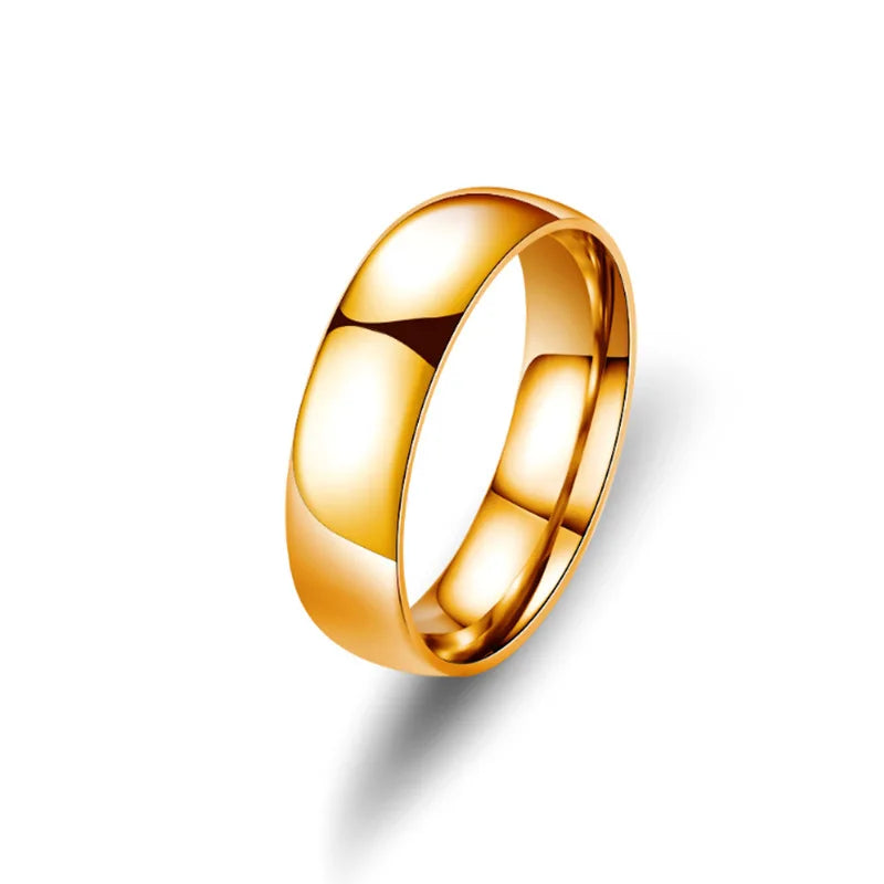 6mm Titanium Couple Ring – Hypoallergenic Polished Wedding Band for Men & Women