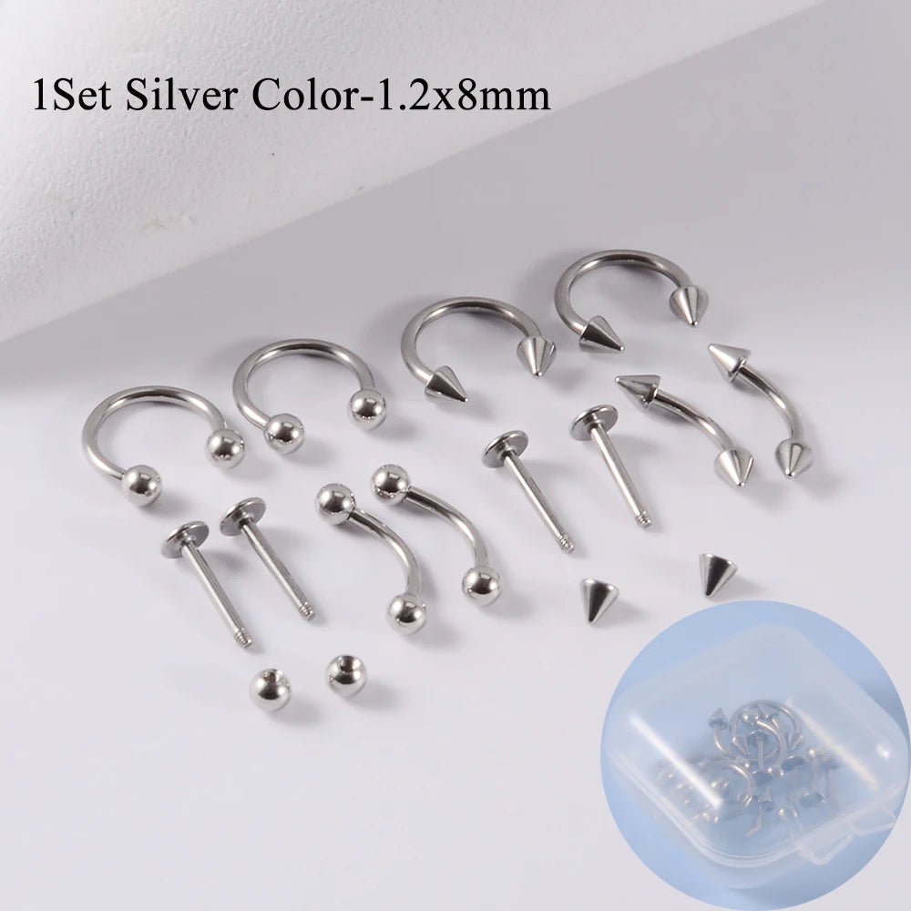12-Piece Surgical Steel Piercing Set – Multi-Color Ear, Nose & Body Jewelry