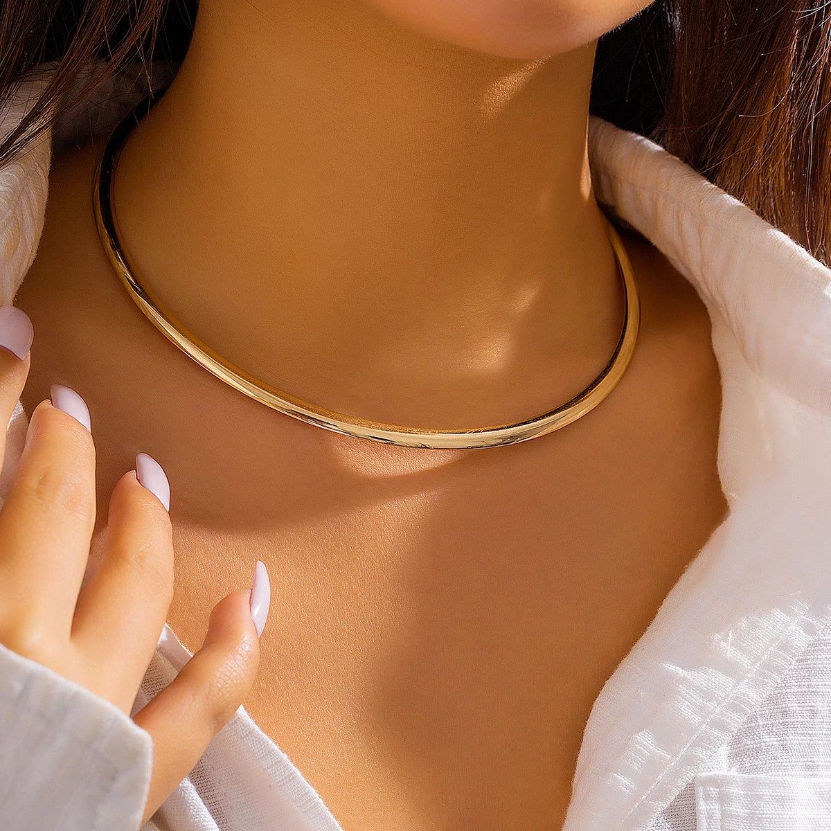 Vintage Gold Torque Choker Necklace – Gothic Adjustable Statement Jewelry
