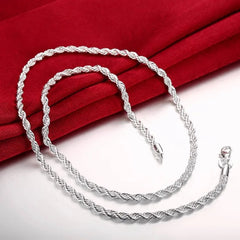 Luxury 4mm Twisted Rope Jewelry Set – Necklace & Bracelet 2-Piece Unisex