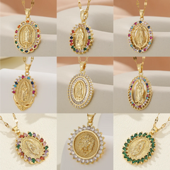 Luxury Zircon Santa Maria Necklace – Colorful Religious Pendant Jewelry