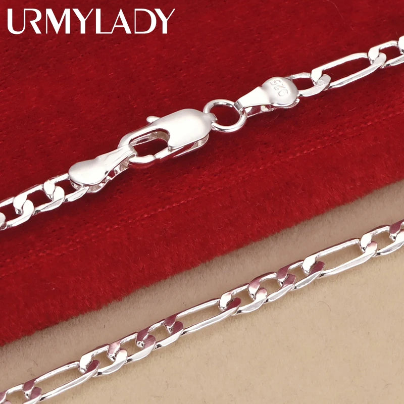 25 Sterling Silver 4mm Chain Jewelry Set – Necklace & Bracelet for Men & Women, Elegant Gift