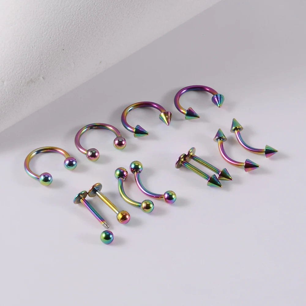 12-Piece Surgical Steel Piercing Set – Multi-Color Ear, Nose & Body Jewelry