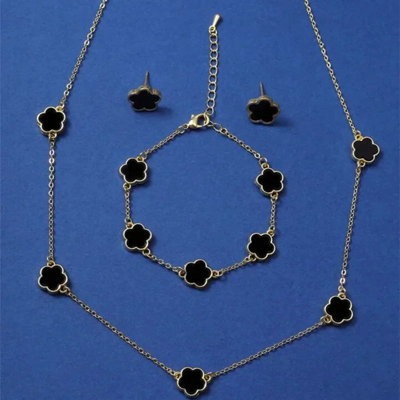Luxury Clover Flower Jewelry Set – Necklace, Earrings & Bracelet for Women