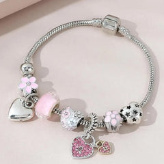 Luxury Heart Flower Charm Bracelet