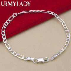 25 Sterling Silver 4mm Chain Jewelry Set – Necklace & Bracelet for Men & Women, Elegant Gift