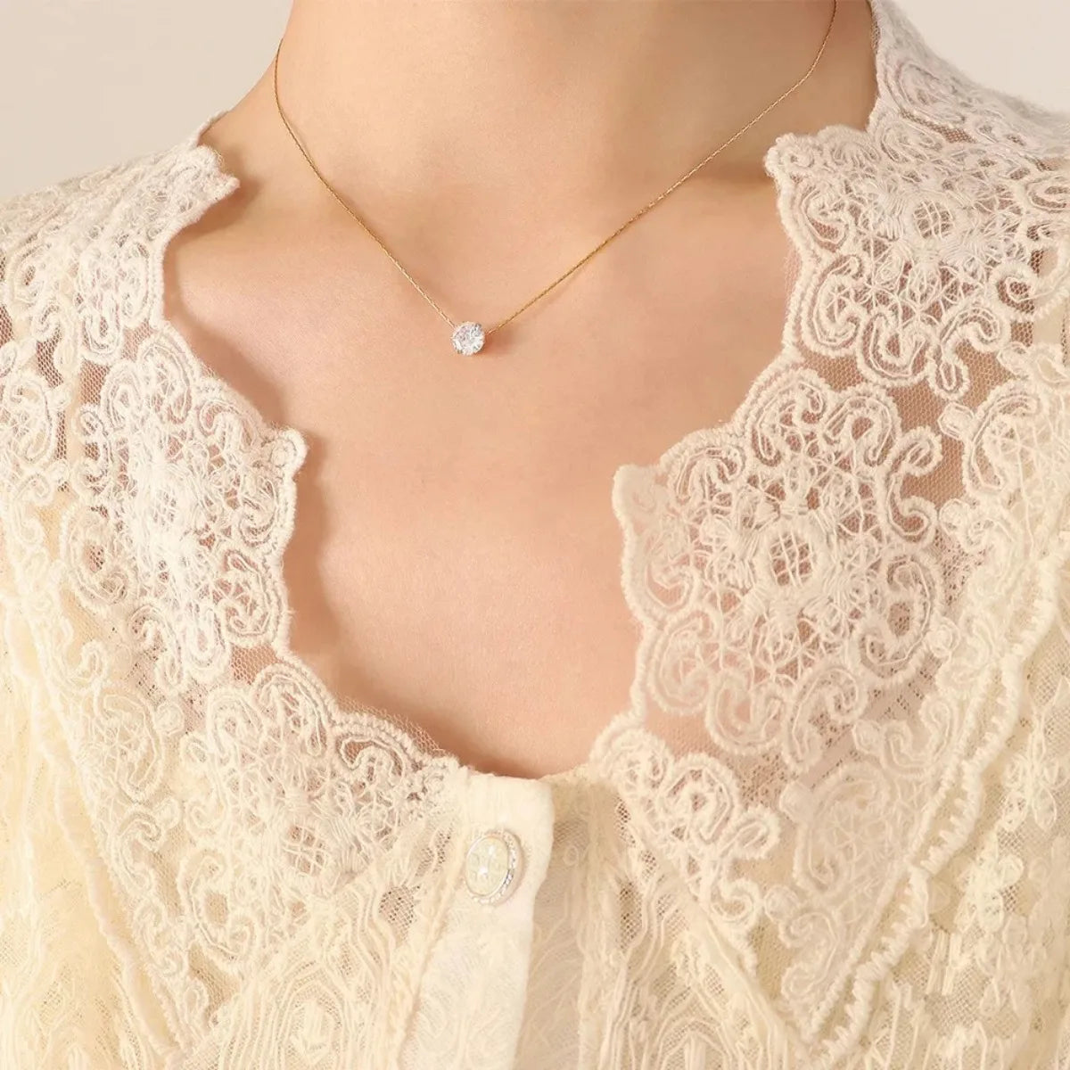 Ultra-simple Stainless Steel Golden Wire Chain Advanced Sense Inlaid Necklace Women's Clavicle Chain Niche Luxury Does Not Fade