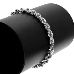 Luxury 4mm Twisted Rope Jewelry Set – Necklace & Bracelet 2-Piece Unisex