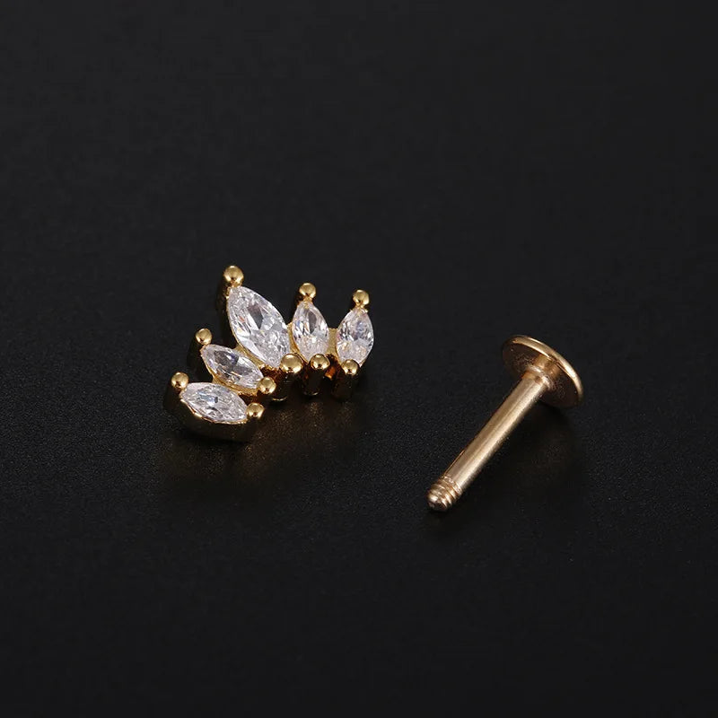 1.2mm Stainless Steel Zircon Heart Flower Piercing Stud – Cartilage & Tragus Jewelry