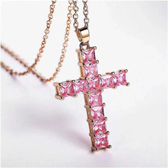 Luxury Crystal Jesus Cross Necklace – Gold Pendant Jewelry for Men & Women