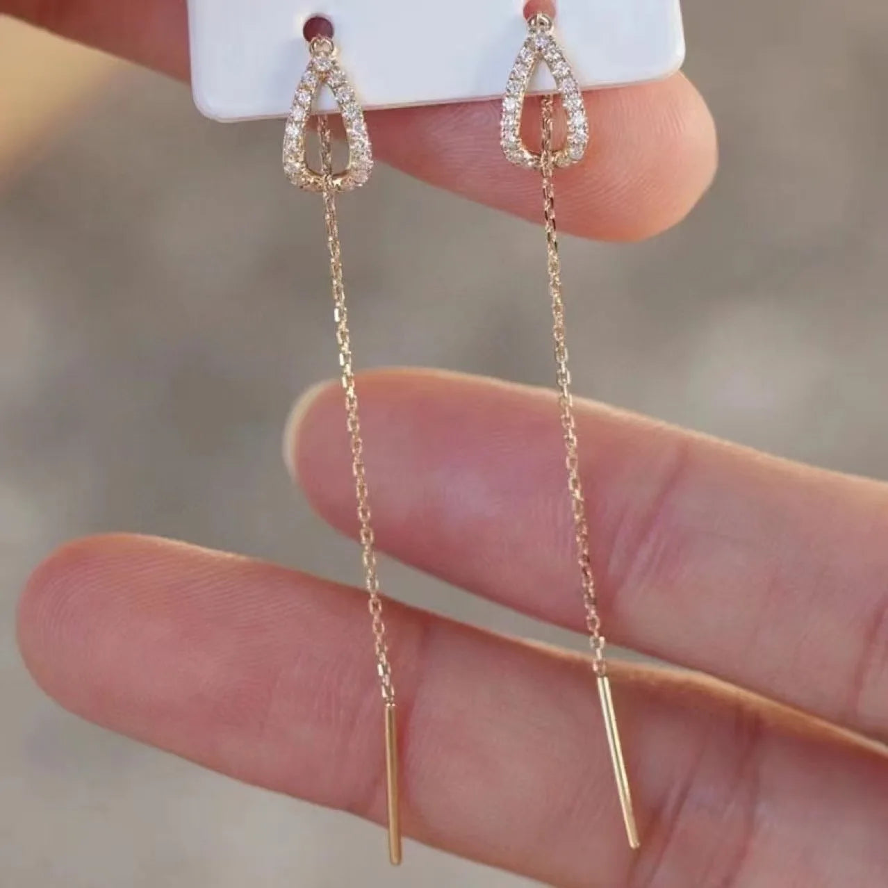 Elegant Water Drop Tassel Earrings – Long Fashion Jewelry for Women