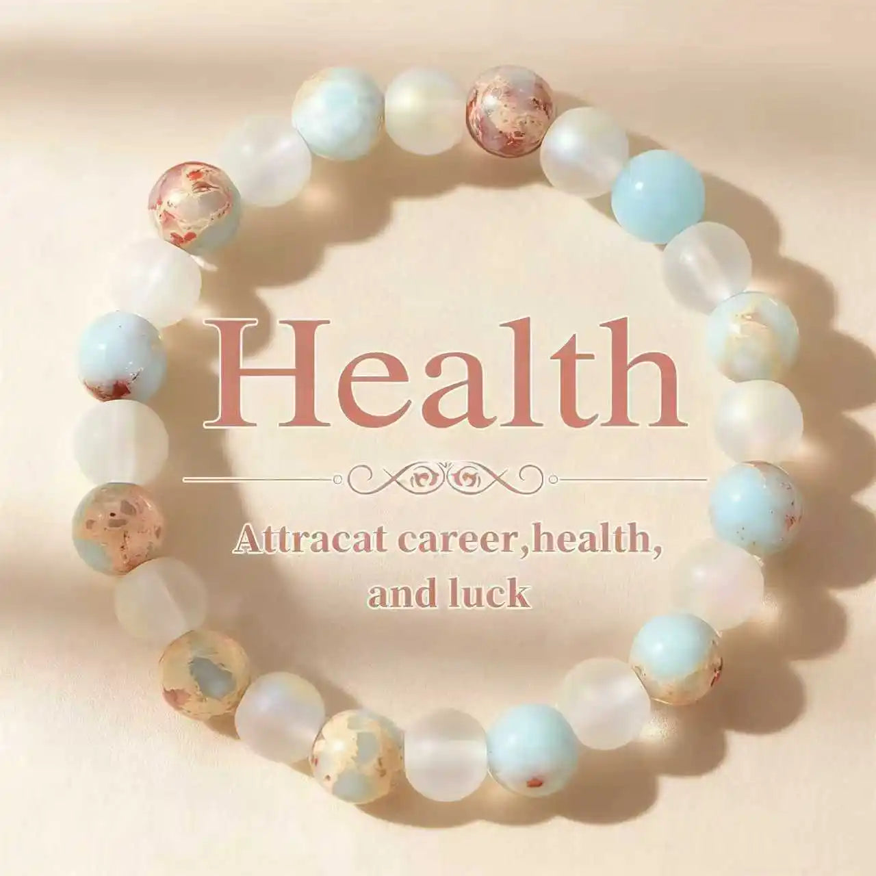 Quartz & Ocean Stone Beaded Bracelet – Unisex Natural Crystal Jewelry