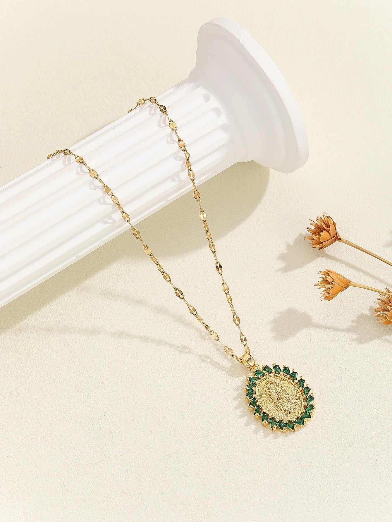 Luxury Zircon Santa Maria Necklace – Colorful Religious Pendant Jewelry