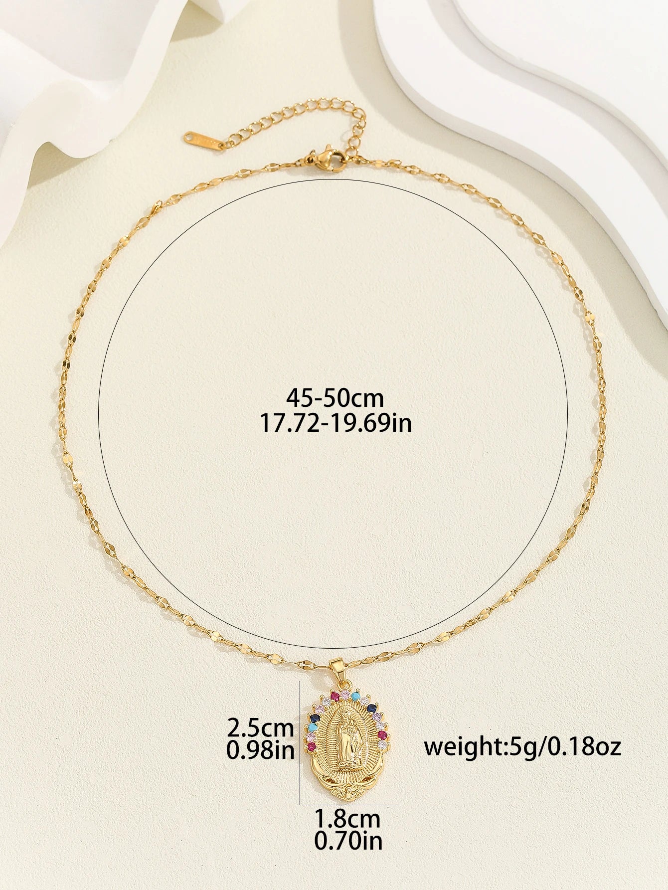 Luxury Zircon Santa Maria Necklace – Colorful Religious Pendant Jewelry