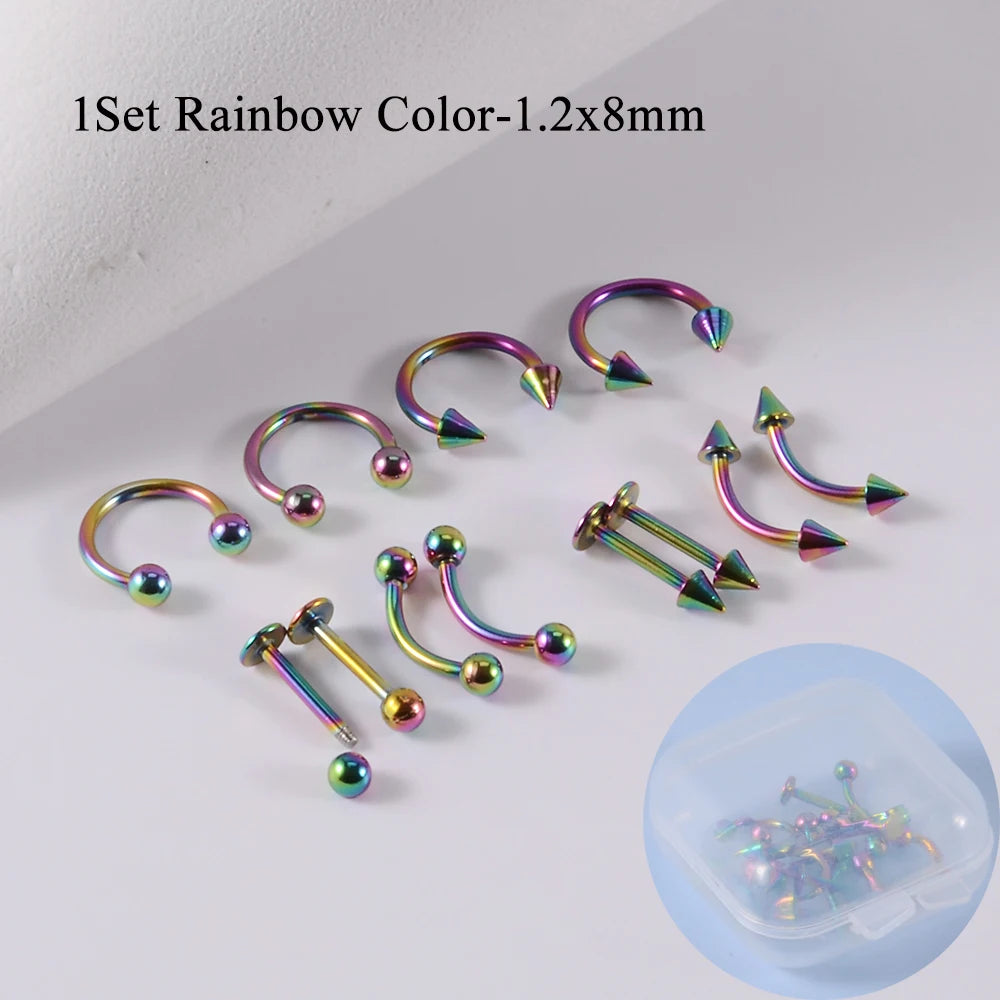 12-Piece Surgical Steel Piercing Set – Multi-Color Ear, Nose & Body Jewelry
